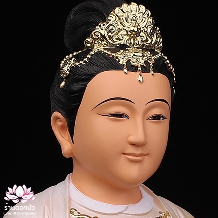 กิมฮั้วเนี่ยเนี้ย กิมฮั้วฮูหยิน เทพดอกไม้ทอง ปางประทับนั่งบัลลังก์ ขนาด 12/16 นิ้ว