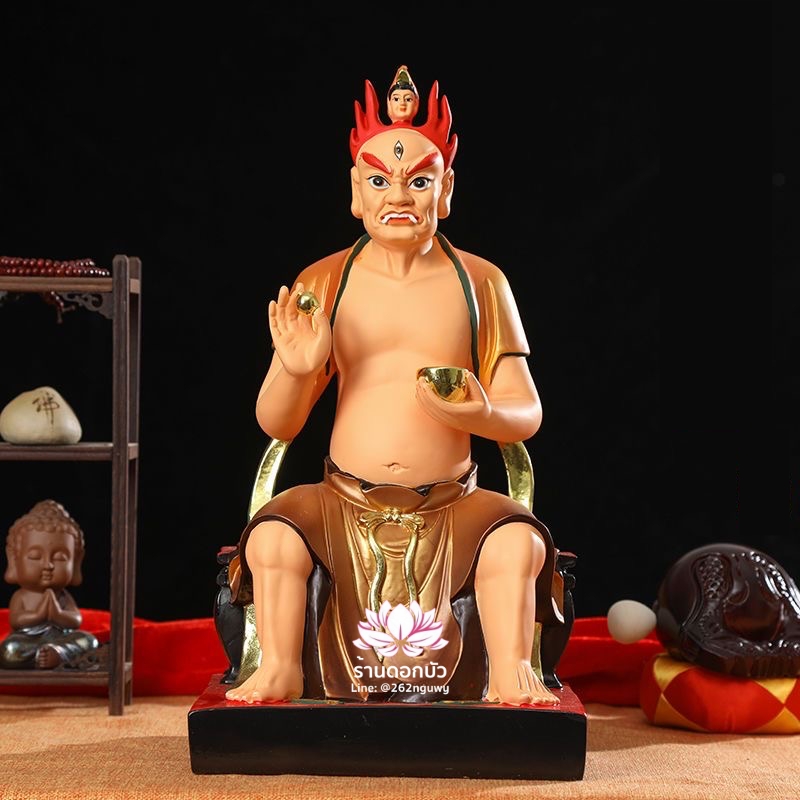 ไต่สือเอี๊ย พ้อต่อกง กวนอิมไต่ซือ เทพเจ้าสายนรก ปางนั่ง งานเรซิ่น ขนาด 16 นิ้ว