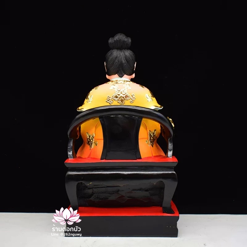 กิมฮั้วเนี่ยเนี้ย กิมฮั้วฮูหยิน เทพดอกไม้ทอง ปางประทับนั่งบัลลังก์มังกร ขนาด 12/16 นิ้ว