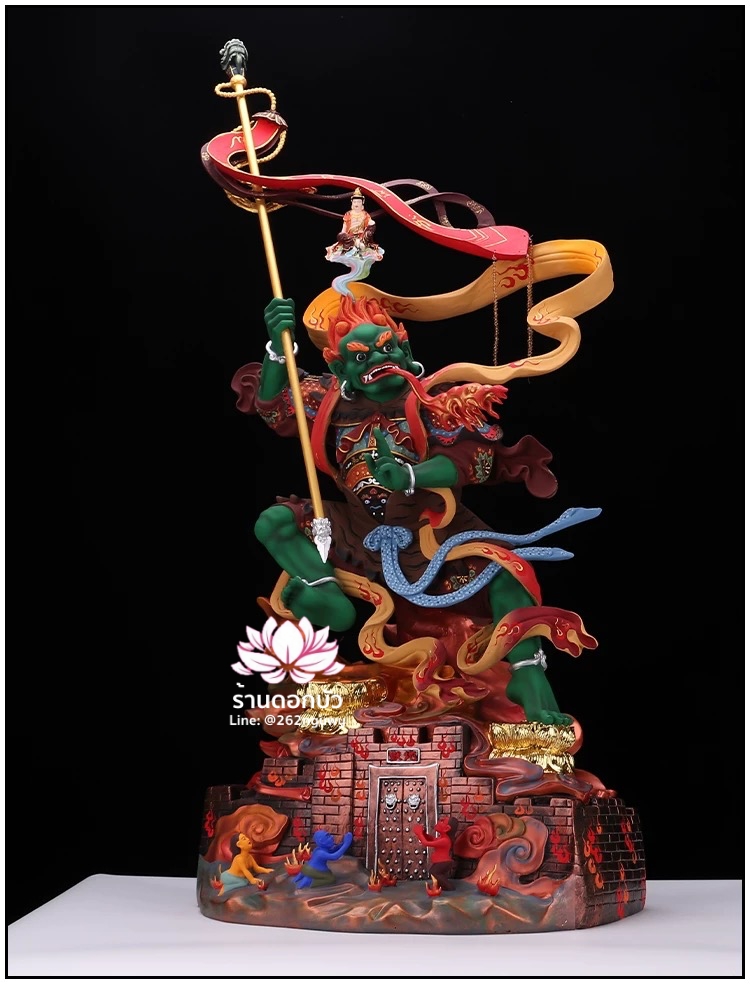 ไต่สือเอี๊ย พ้อต่อกง กวนอิมไต่ซือ เทพเจ้าสายนรก ปางยืนบนประตูนรก งานเรซิ่นคุณภาพสูง ขนาด 28 นิ้ว
