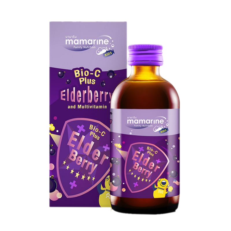 Mamarine Bio-C plus Elderberry 120 ml. (ม่วง)