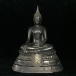 พระพุทธรูปบูชา ภปร ปี2508 วัดบวรนิเวศวิหาร บล็อกกษาปณ์(หนังไก่) หน้าตัก5นิ้ว(ที่สุดของพระบูชา ภปร วัดบวรนิเวศวิหาร)