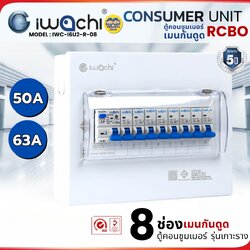 IWACHI ตู้คอนซูมเมอร์ ขนาด 8 ช่อง เมนกันดูด RCBO ตู้คอนซูเมอร์ยูนิต รุ่นเกาะราง ตู้คอนกันดูด ตู้ควบคุมไฟ