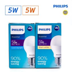 ฟิลิปส์ Philips Essential LED BULB 5W ขั้ว E27 Daylight / Warmwhite แอลอีดี หลอดไฟ หลอดแอลอีดี หลอดled