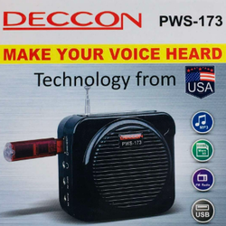 Deccon PWS-173 | เครื่องขยายเสียงพกพาคาดเอว (8W) ลำโพงช่วยสอน พร้อมไมค์คาดศีรษะ ชาร์จไฟได้ อัดเสียงได้