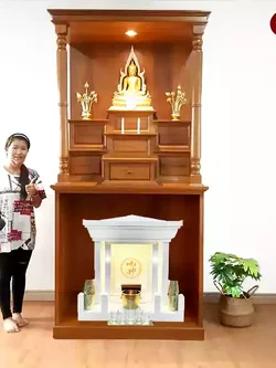 ตู้พระโมเดิร์นตู้ครอบตี่จู้เอี๊ยไม้สัก รุ่น ฟาไฉ