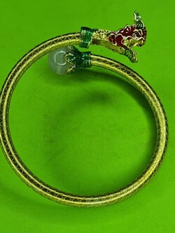 ของนำโชค กำไล พญานาค 1 เศียร ลูกแก้ว สีขาว ขนาดฟรีไซต์ ของแท้