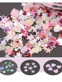 SKU-00025 กลิตเตอร์สีชมพู(ดาว+หัวใจ+กลม)