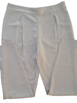 กางเกงขาเดฟเอวสูงจีบทวิตหน้า ผ้าฮานาโกะ สีเทา Size 2X 3X