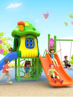 เครื่องเล่นสนามกลางแจ้ง Cartoon House Series ชุดบ้านเห็ดสไลเดอร์