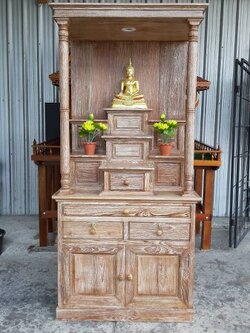 ตู้พระเสากลึง 2 ชั้น สีเสี้ยนขาว