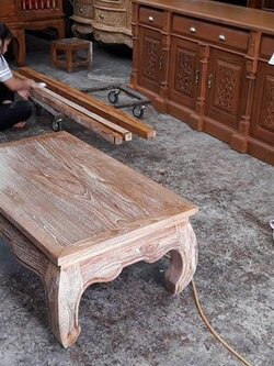 ตั่งขาคู้ ขนาด 60x100x40 ซม. สีเสี้ยนขาว