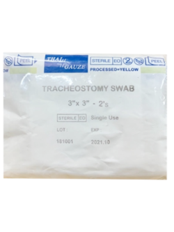 Thai-Gauze Sterile Tracheostomy swab 3x3นิ้ว ผ้าก๊อสเจาะคอ 20 ซอง