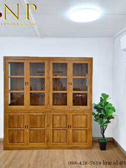 ตู้โชว์ไม้สัก รุ่น มีสุข
