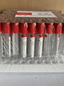 Vacuum blood tube หลอดสุญญากาศไม่เคลือบสาร ขนาด3,5,10ml, 100pc/pac
