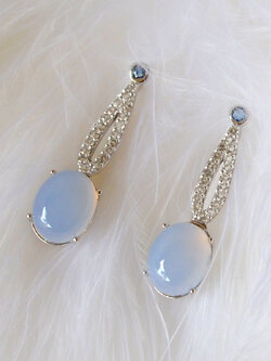 ต่างหูคาลสิโดนีแท้ Chalcedony earring