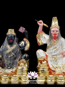 ชิดเอี๋ยโป๊ยเอี๋ย ตั่วแปะหยี่แปะ ยมฑูตขาวดำ ปางนั่งบนก้อนเงิน งานเรซิ่น ขนาด 8 นิ้ว