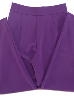 กางเกงขากระบอกเอวสูง ผ้าฮานาโกะ สีม่วงเข้ม Size S M L XL สำเนา