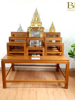 โต๊ะหมู่บูชาหน้า 9 นิ้ว ไม้สัก ( รุ่นสูง )