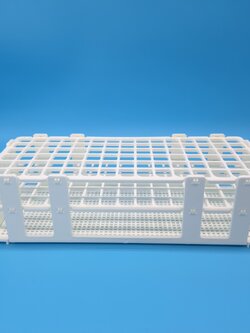 แร็ควางหลอดทดลอง แร็คพลาสติก Test Tube Rack , PP, for diameter 12 , 16 , 25 mm (ขายส่ง ยกกล่อง).