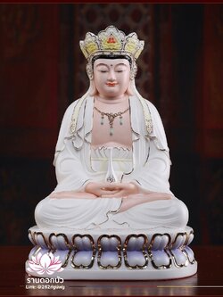 พีลูกวนอิม พระโพธิสัตว์กวนอิมปางสำเร็จธรรม ลงสีขลิบทอง ขนาด 12/16/18 นิ้ว