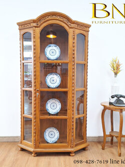 ตู้โชว์ 5 เหลี่ยม หัวโค้ง ลายป้องอ้อย