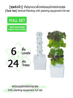 [ชุดถังน้ำ] ที่ปลูกแนวตั้ง 6 ชั้น ปลูกได้ 24 ต้น พร้อมอุปกรณ์การปลูก ครบเซต