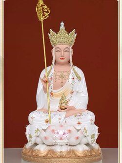 พระกษิติครรภโพธิสัตว์ ตี่จั่งอ๊วงผ่อสัก ปางประทับนั่งบนดอกบัว ขนาด 12/16/19/26 นิ้ว