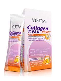 Vistra Collagen Type II 1000 mg. plus Turmeric Extract 10 g. 10 ซอง