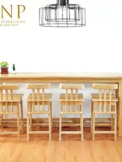 โต๊ะบาร์ยาว 2.2 ม. พร้อมเก้าอี้ 4 ตัว