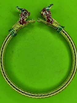 ของนำโชค กำไล พญานาค 2 เศียร สีลงญา เนื้อทองเหลือง ของแท้