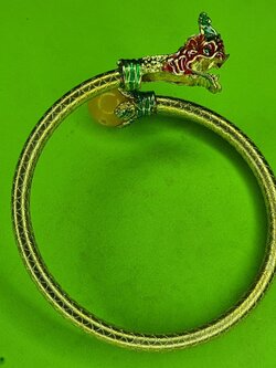 ของนำโชค กำไล พญานาค 1 เศียร ลูกแก้ว สีเหลือง ขนาดฟรีไซต์ ของแท้