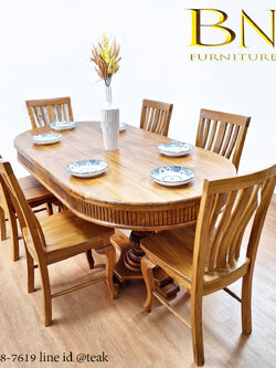 โต๊ะอาหารวงรี ขามะเฟือง