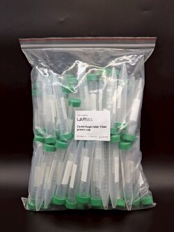 (ราคาขายปลีก/ขายส่ง 2000ชิ้น/กล่อง) 15 ml centrifuge tube Screw Cap ,หลอดใส่ตัวอย่าง หลอดปั่นเหวี่ยง ขนาด 15 มิลลิลิตร : สีเขียว