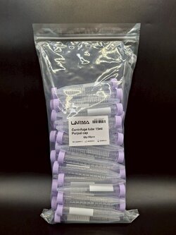 (ราคาปลีก/ขายส่ง 500ชิ้น/กล่อง) 15 ml centrifuge tube Screw Cap ,หลอดใส่ตัวอย่าง หลอดปั่นเหวี่ยง ขนาด 15 มิลลิลิตร : สีม่วง