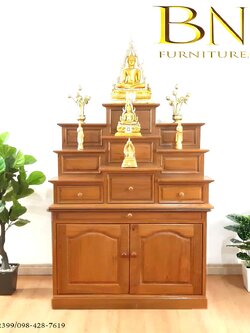 โต๊ะหมู่บูชาโมเดิร์น ไม้สัก รุ่น วันดี