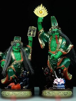 ชิดเอี๋ยโป๊ยเอี๋ย ตั่วแปะหยี่แปะ ยมฑูตขาวดำ ปางยืนเหยียบบริวาร งานเรซิ่น ขนาด 12/16/19 นิ้ว