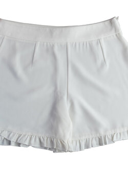 กางเกงขาสั้นชายระบาย ผ้าฮานาโกะ สีขาว Size S M L XL