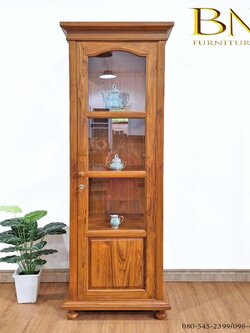 ตู้โชว์โบราณไม้สักทอง สูง 1.8 เมตร