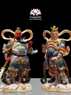 เทพเจ้ากวนอู และพระเวทโพธิสัตว์ (อุ่ยท้อผ่อสัก) งานหินอ่อนคุณภาพสูง ขนาด 12/16/19/26 นิ้ว