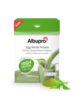 Albupro โปรตีนไข่ขาว ผงไข่ขาว 300 กรัม (12ซอง x 25กรัม) --- ชาเขียว----