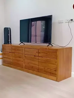 ชั้นวางทีวีไม้สักสไตล์ลอฟท์ 1