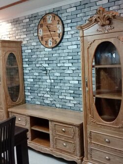 ตู้ชุดวาง TV หลุย์เเกะสลัก เสี้ยนขาว