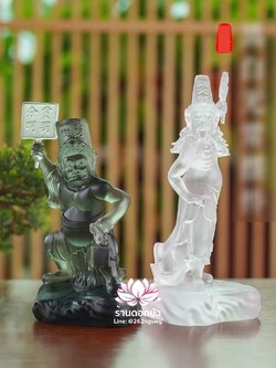 ชิดเอี๋ยโป๊ยเอี๋ย ตั่วแปะหยี่แปะ ยมฑูตขาวดำ งานเนื้อแก้วหล่อใส ขนาด 4.5/7.5 นิ้ว