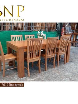 โต๊ะทานข้าวไม้สักรุ่น มายรีเเลกซ์ ( 8 ที่นั่ง )