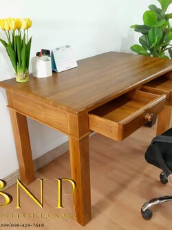 โต๊ะทำงานไม้สัก ขาตรง 1.2 เมตร