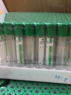 Lithium Heparin Vacuum Tube หลอดบรรจุสิ่งส่งตรวจ ขนาด 10 mL. Size 16x100 mm., 100 ชิ้น/เเพ๊ค