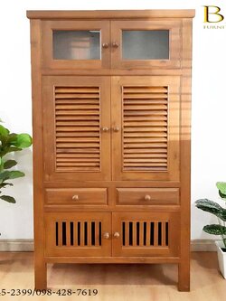 ตู้กับข้าวไม้สักทอง 2 ลิ้นชักล่าง