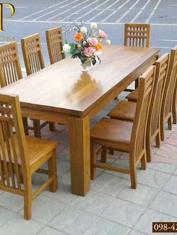 โต๊ะอาหารไม้สัก 2.5 เมตร +เก้าอี้สก็อต 10 ตัว ( เเฟรี่ )