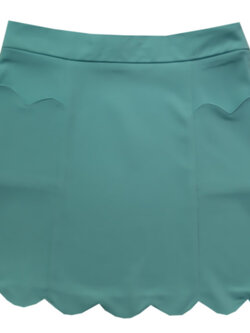 กระโปรงปลายหยักมีเป๋า ผ้าฮานาโกะ สีเขียวมิ้น Size S M L XL